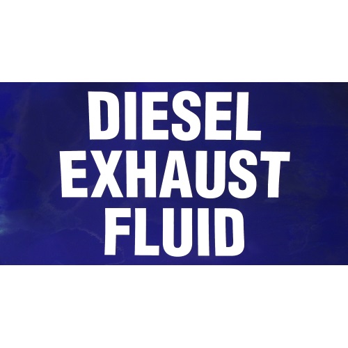 PI DECAL: DIESEL EXHAUST FLUID WHT ON BLUE 19x10