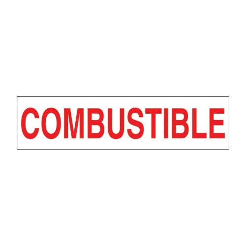 PI COMBUSTIBLE DECAL 25" x 4" RED ON WHITE