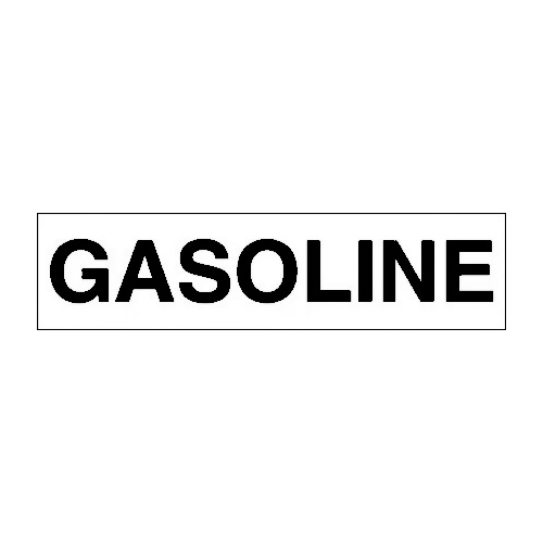 PI DECAL: GASOLINE 12x3" BLACK ON WHITE