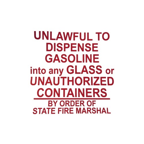 PI Decal: UNLAWFUL... GLASS CONTAINER, 6"x 6"